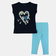Girls Cotton Pajama Set - Cute Heart Design