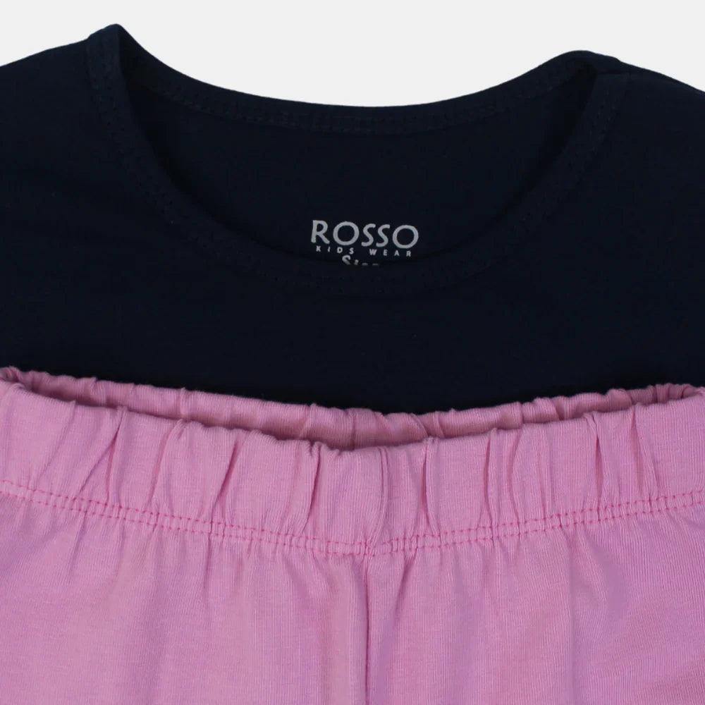 Girls Cotton Pajama Set - Cute Bunny Print