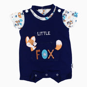 Baby Boys Cotton Romper – Navy with Little Fox Design
