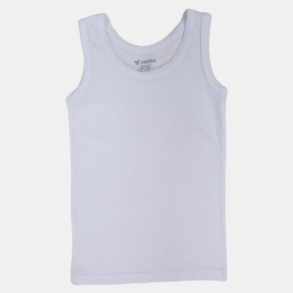 Girls Cotton Sleeveless Undershirt – White