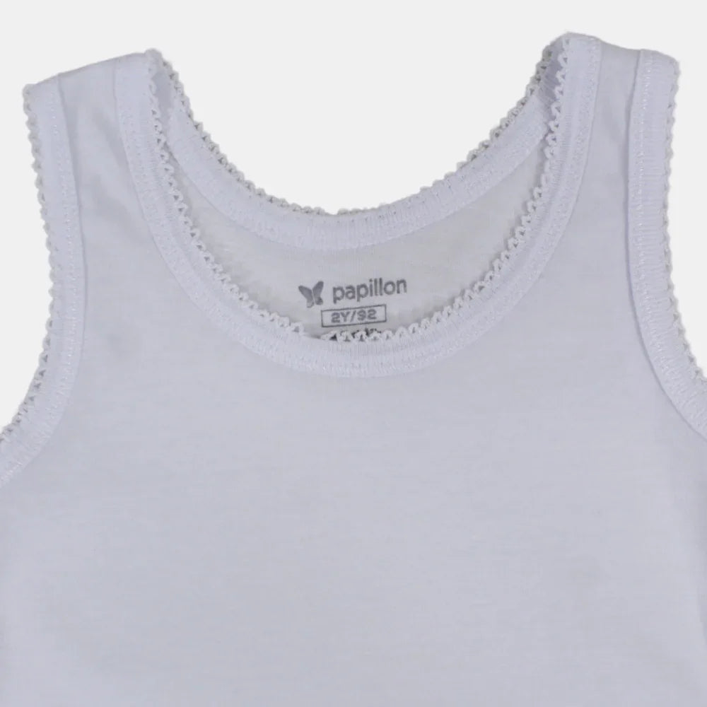 Girls Cotton Sleeveless Undershirt – White