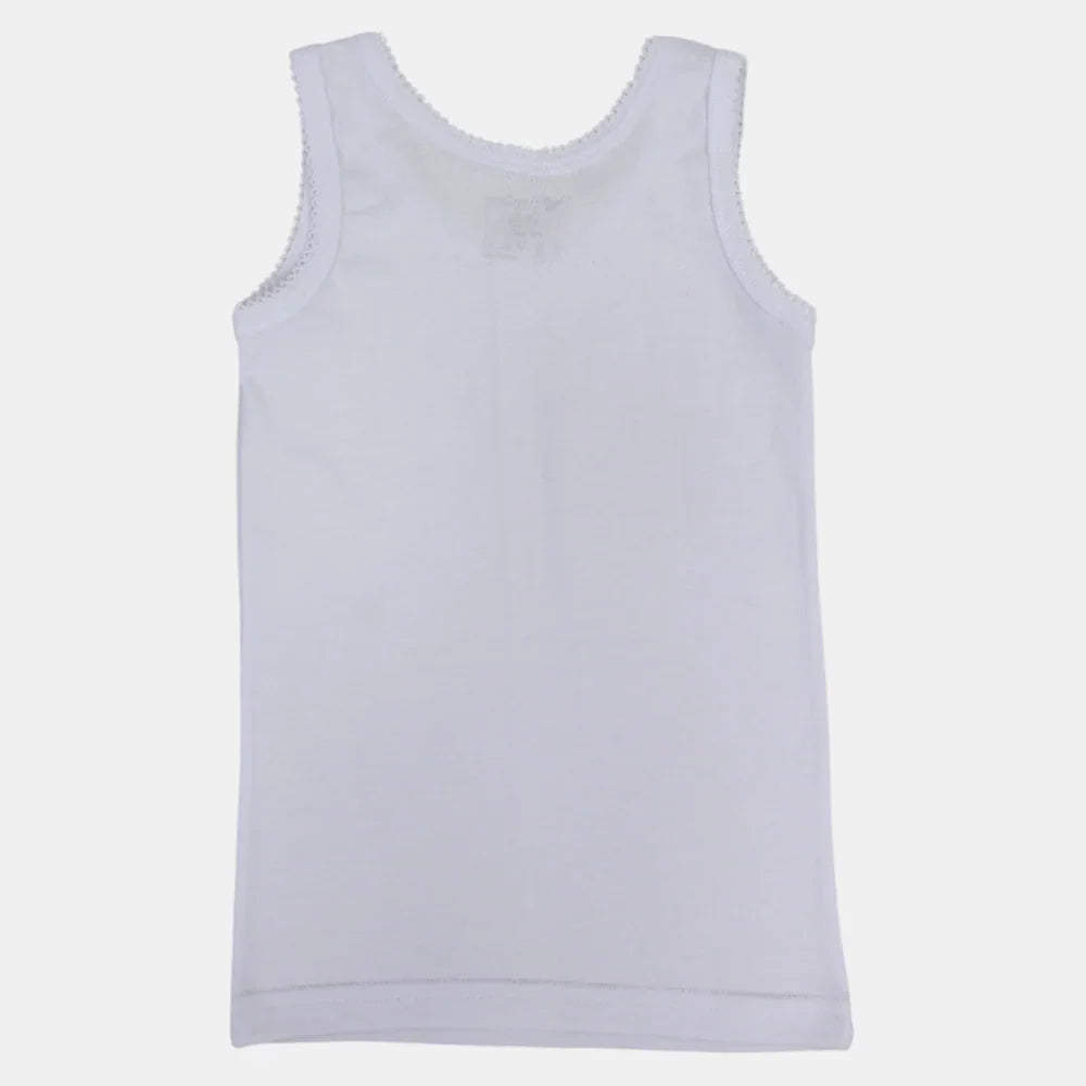 Girls Cotton Sleeveless Undershirt – White