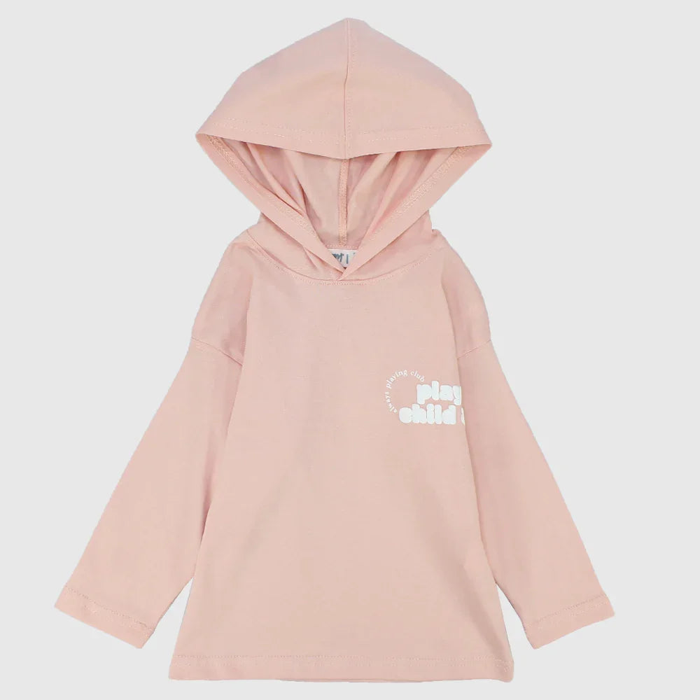 "Always Playing Club" Long-Sleeved Hooded T-Shirt