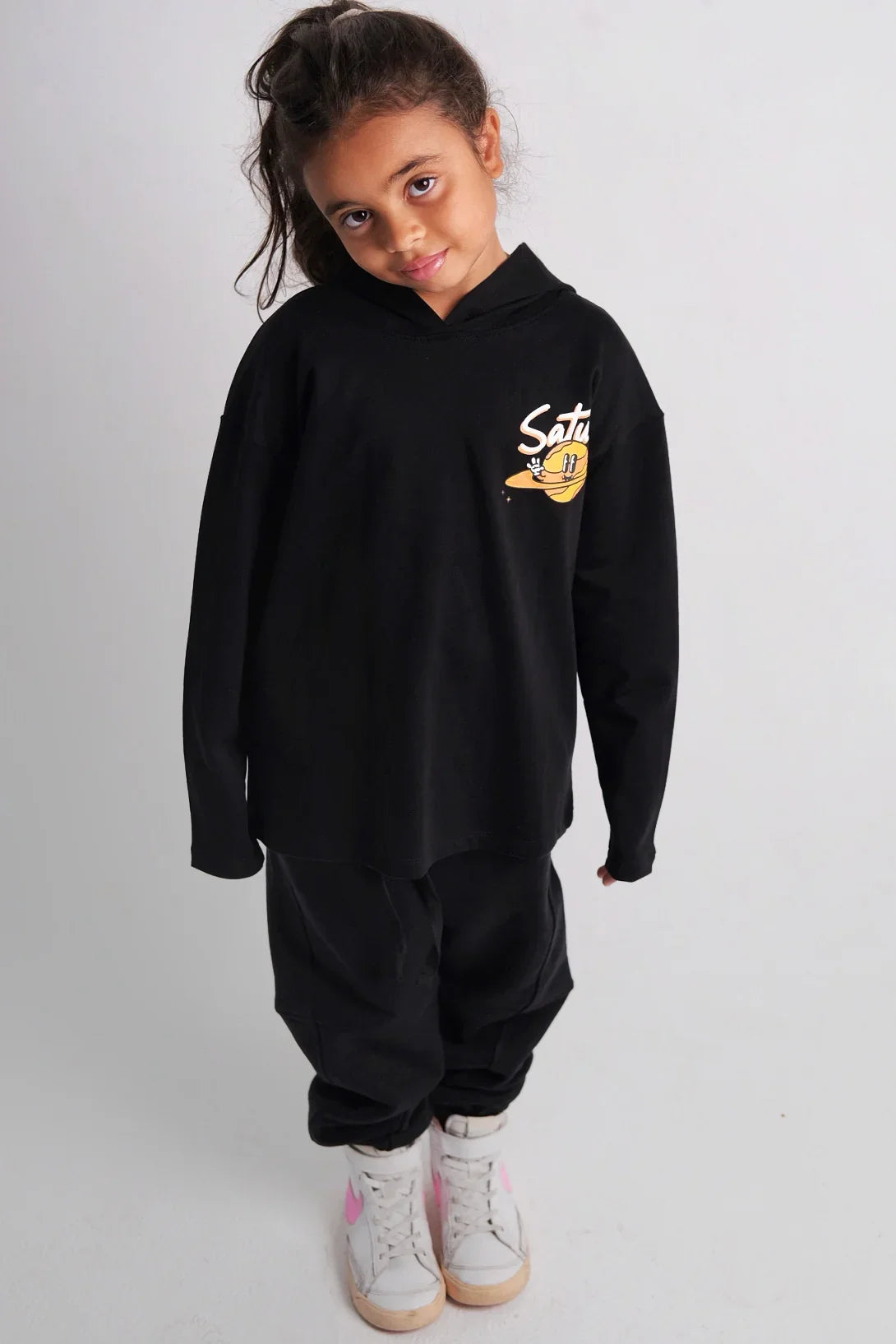 Unisex Saturn Long-Sleeved Hooded T-Shirt