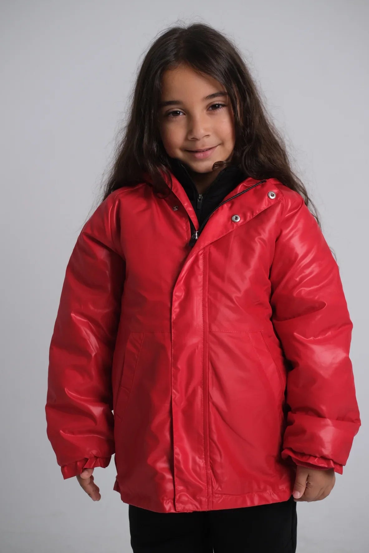 Unisex Red Fur Lined Raincoat