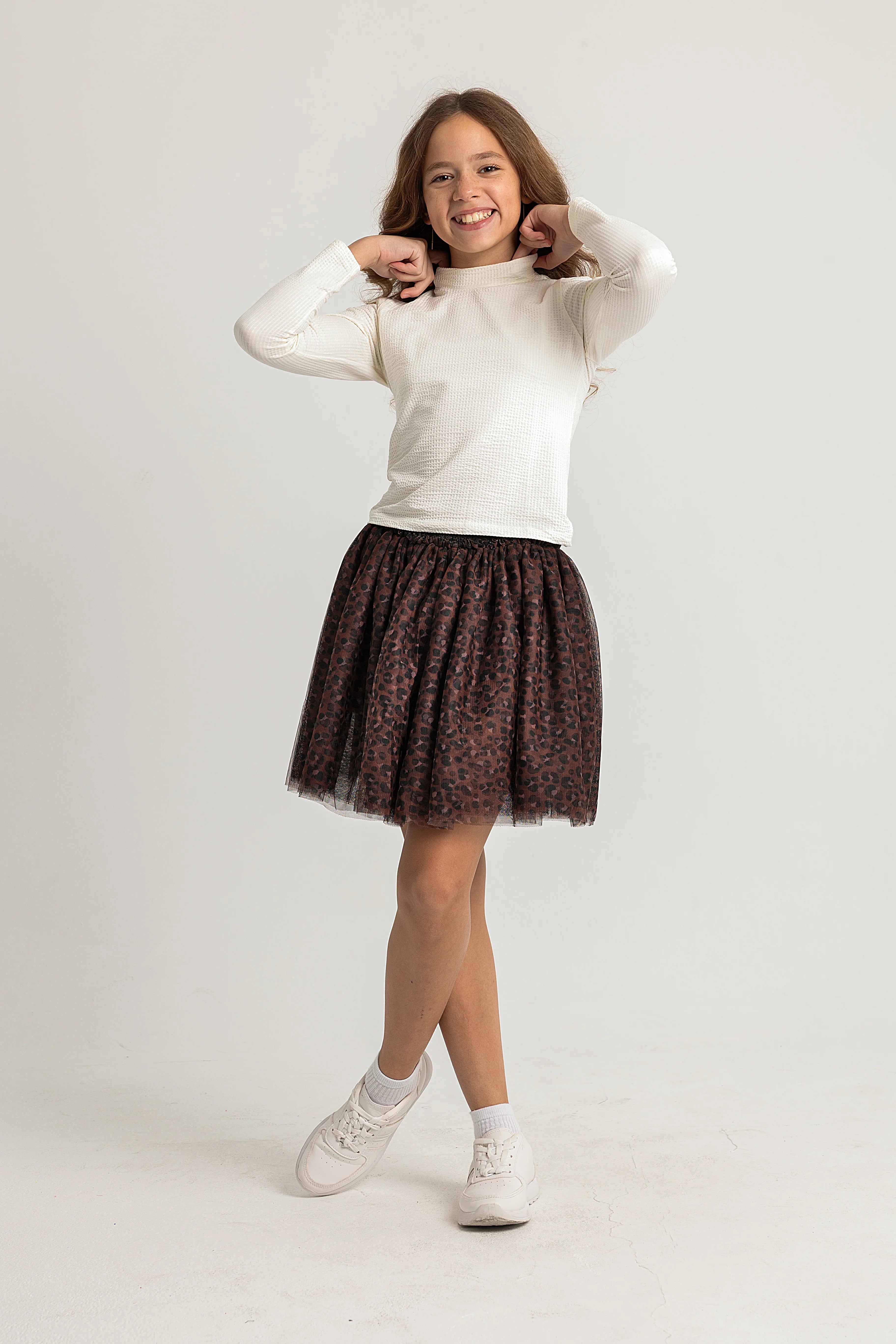 Printed Ruffled Tulle Skirt