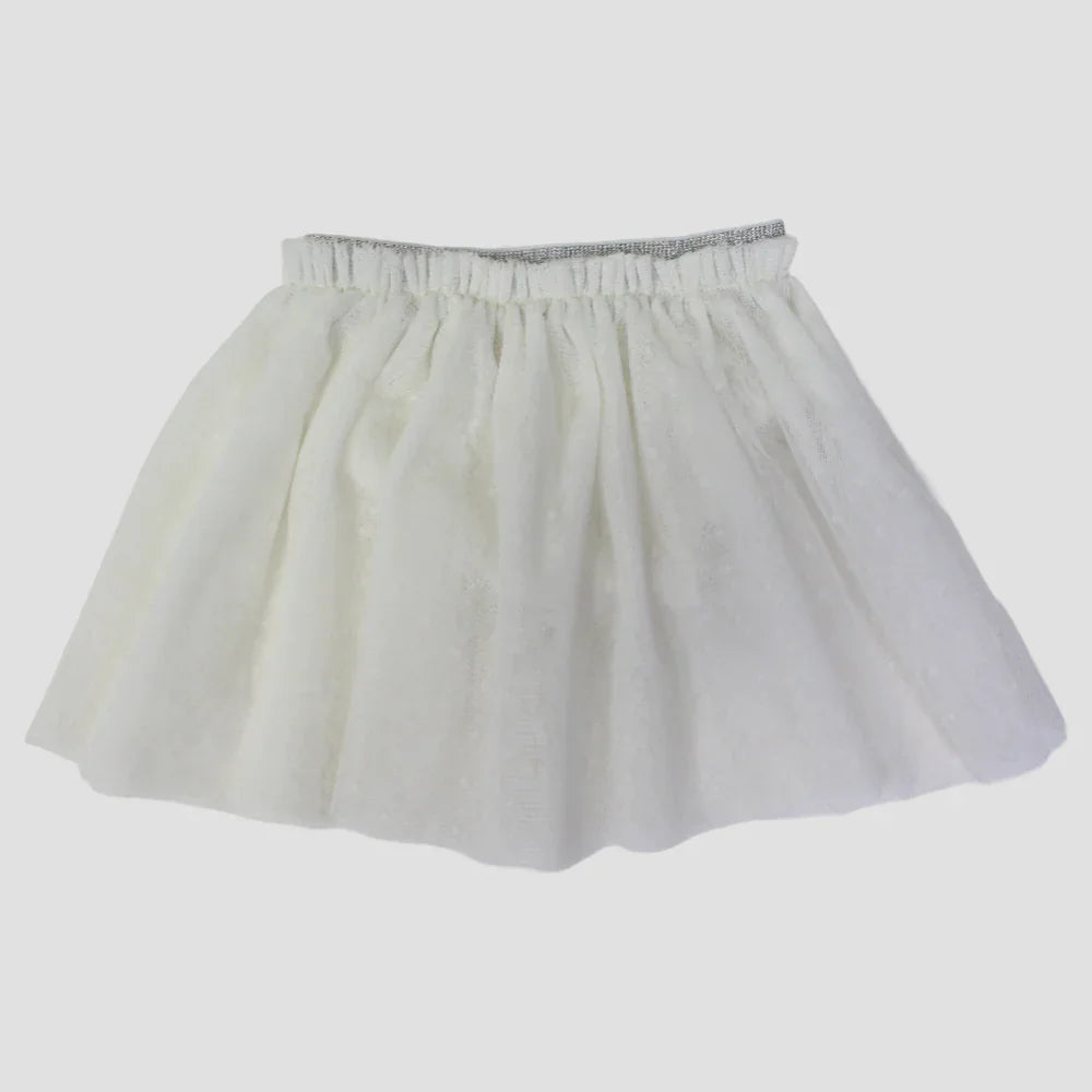 Off-White Ruffled Tulle Skirt