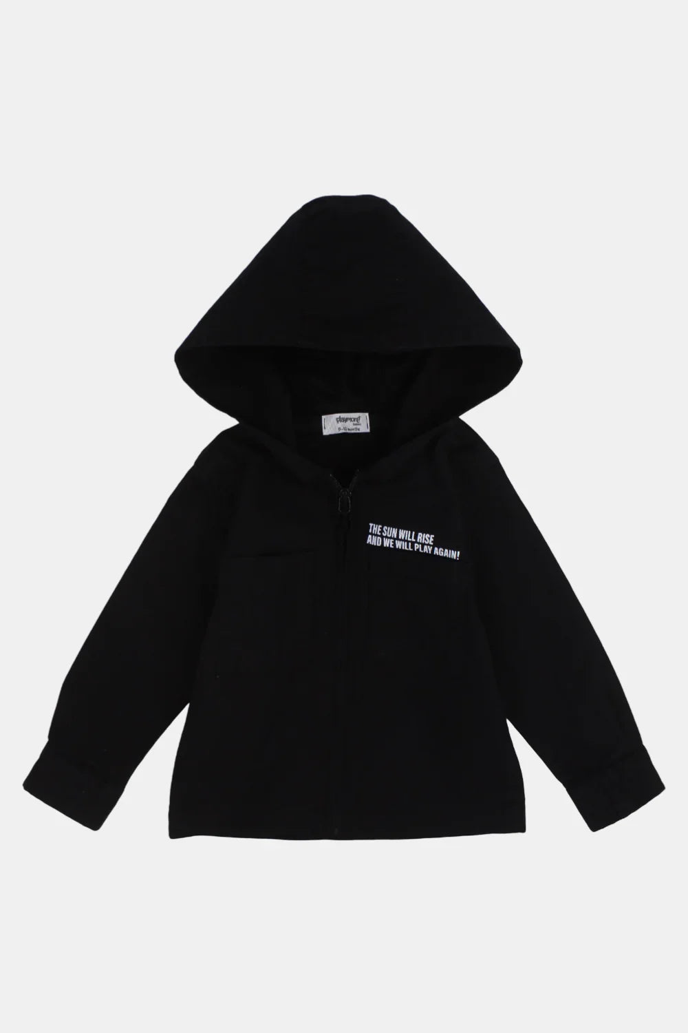 Unisex Baby Gabardine Jacket – Black "THE SUN WILL RISE"