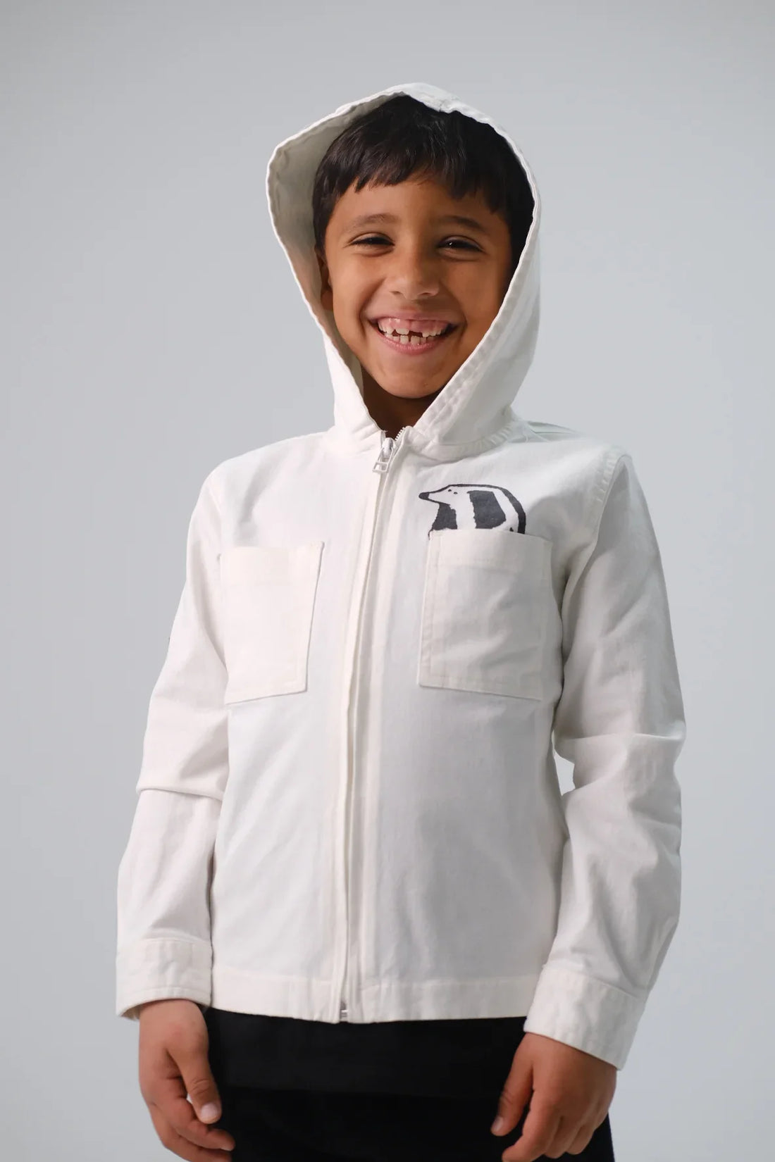 Unisex Dog-Printed Gabardine Jacket – Offwhite - Clothing - Playmore