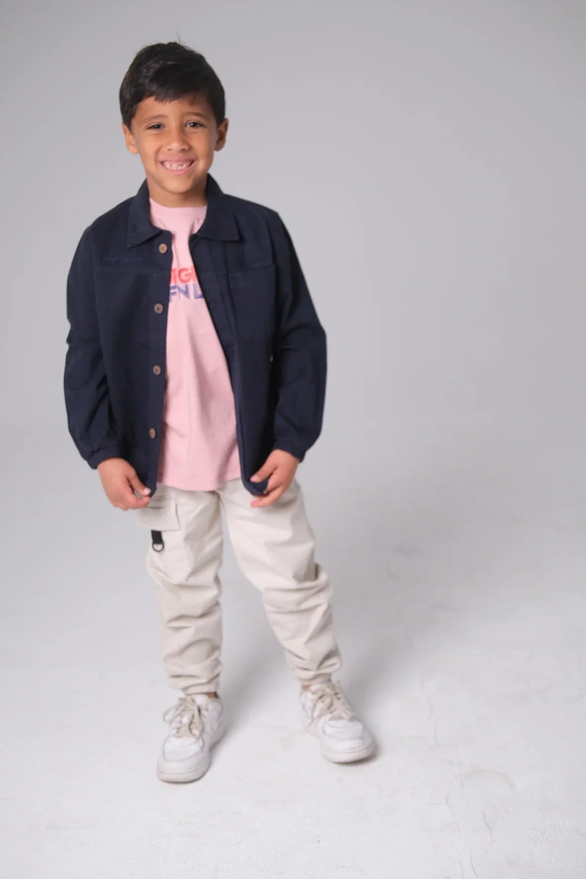 Unisex Kids "Playing Outdoors Club" Gabardine Shirt – Navy