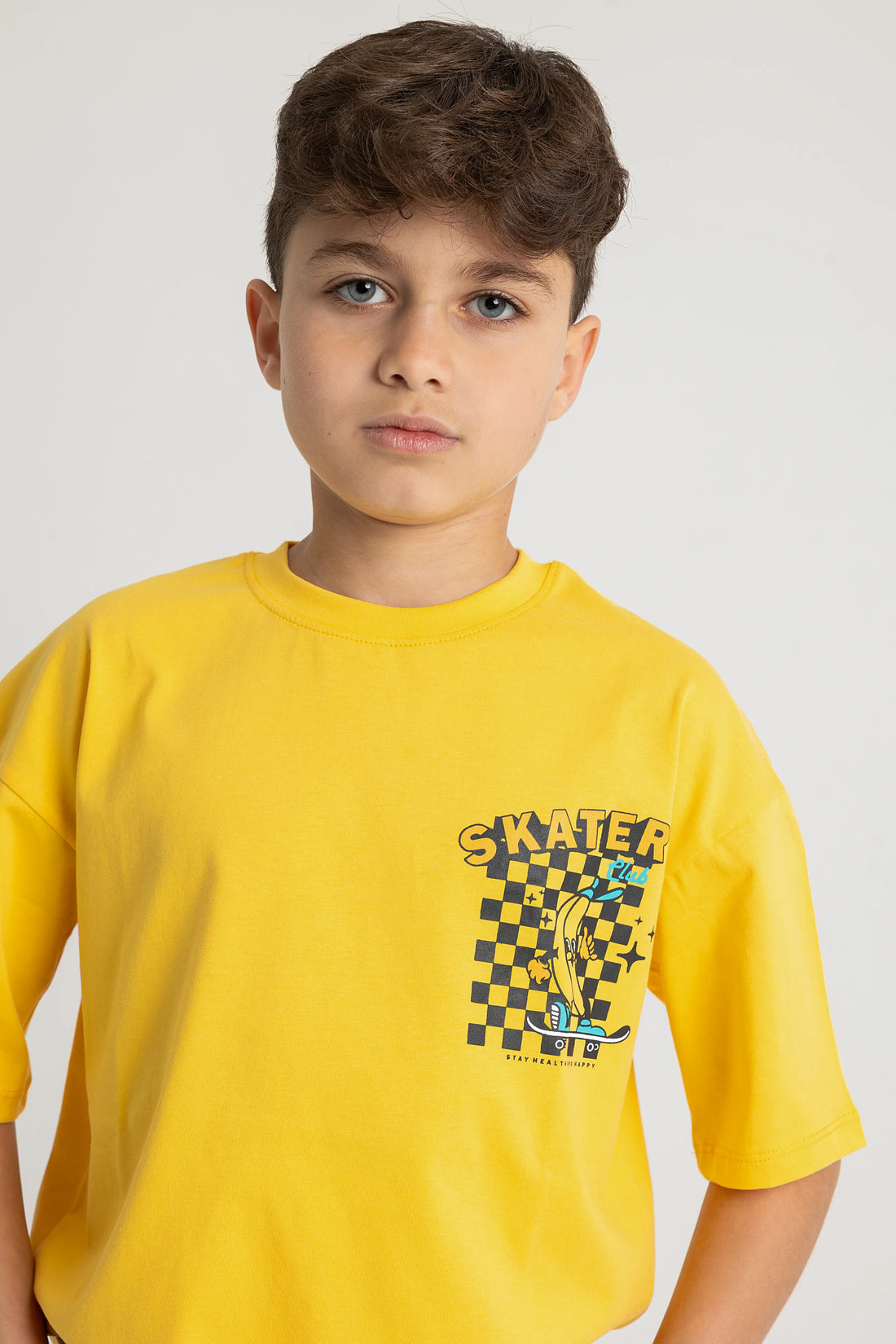 Unisex Short-Sleeved Cotton T-Shirt – Yellow Banana Skater