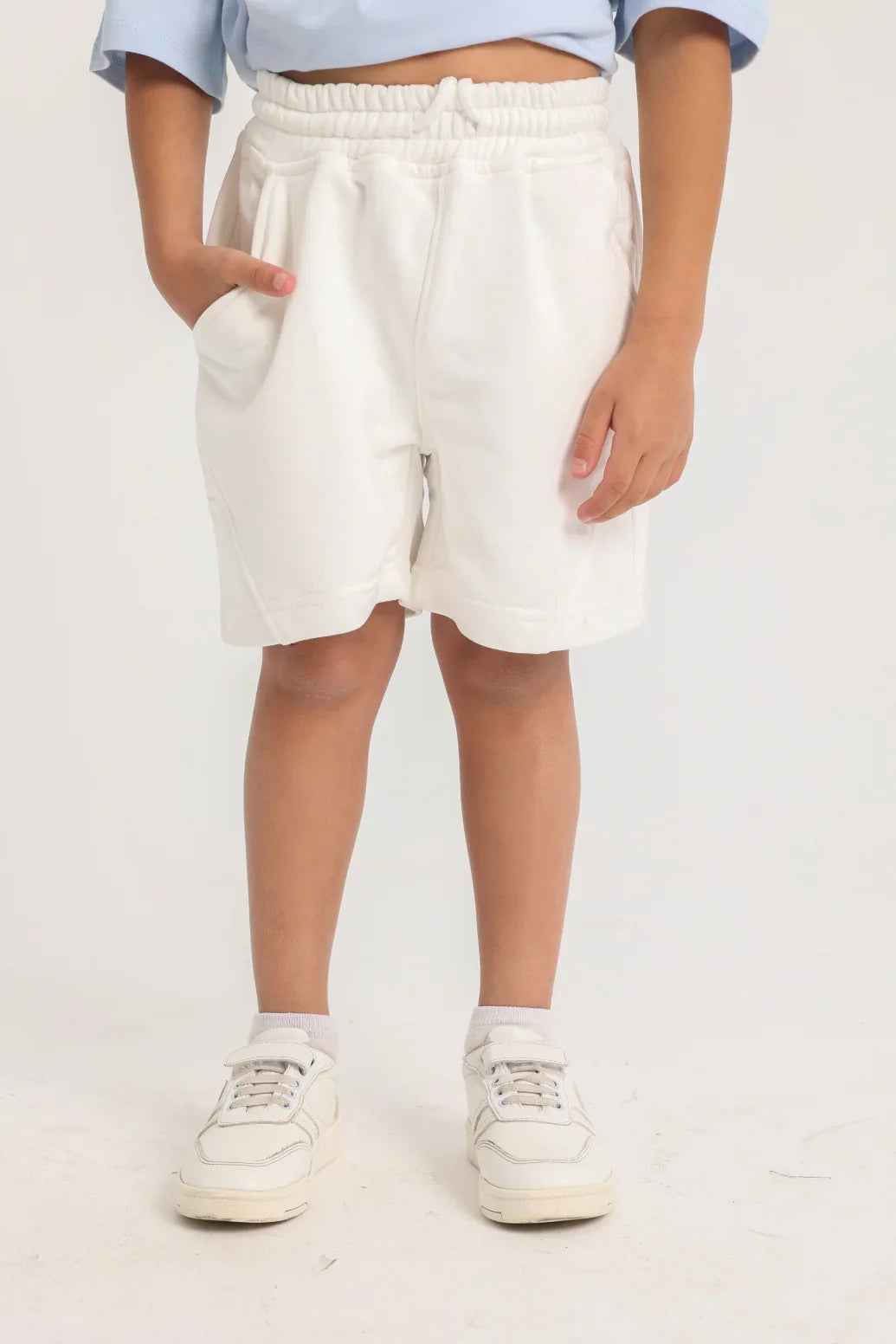 Unisex Off-White Cotton Shorts
