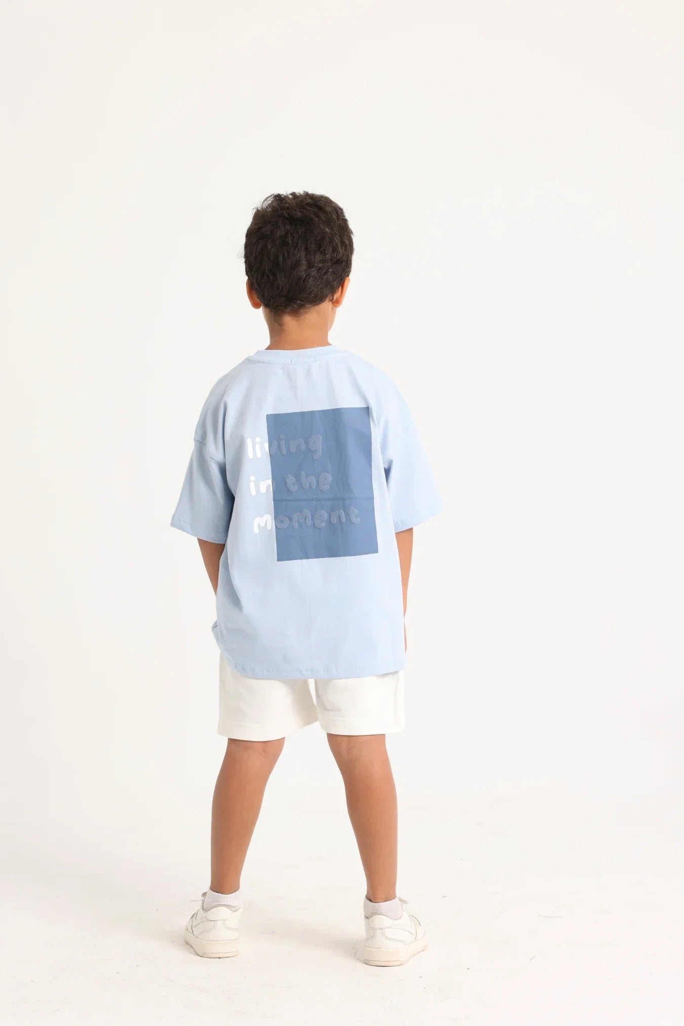 Unisex Kids Cotton T-Shirt – Baby Blue "Living in the Moment"