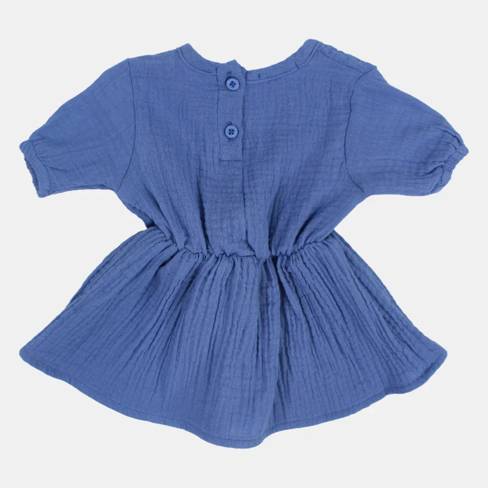 Baby Girls Indigo Short-Sleeved Cotton Dress
