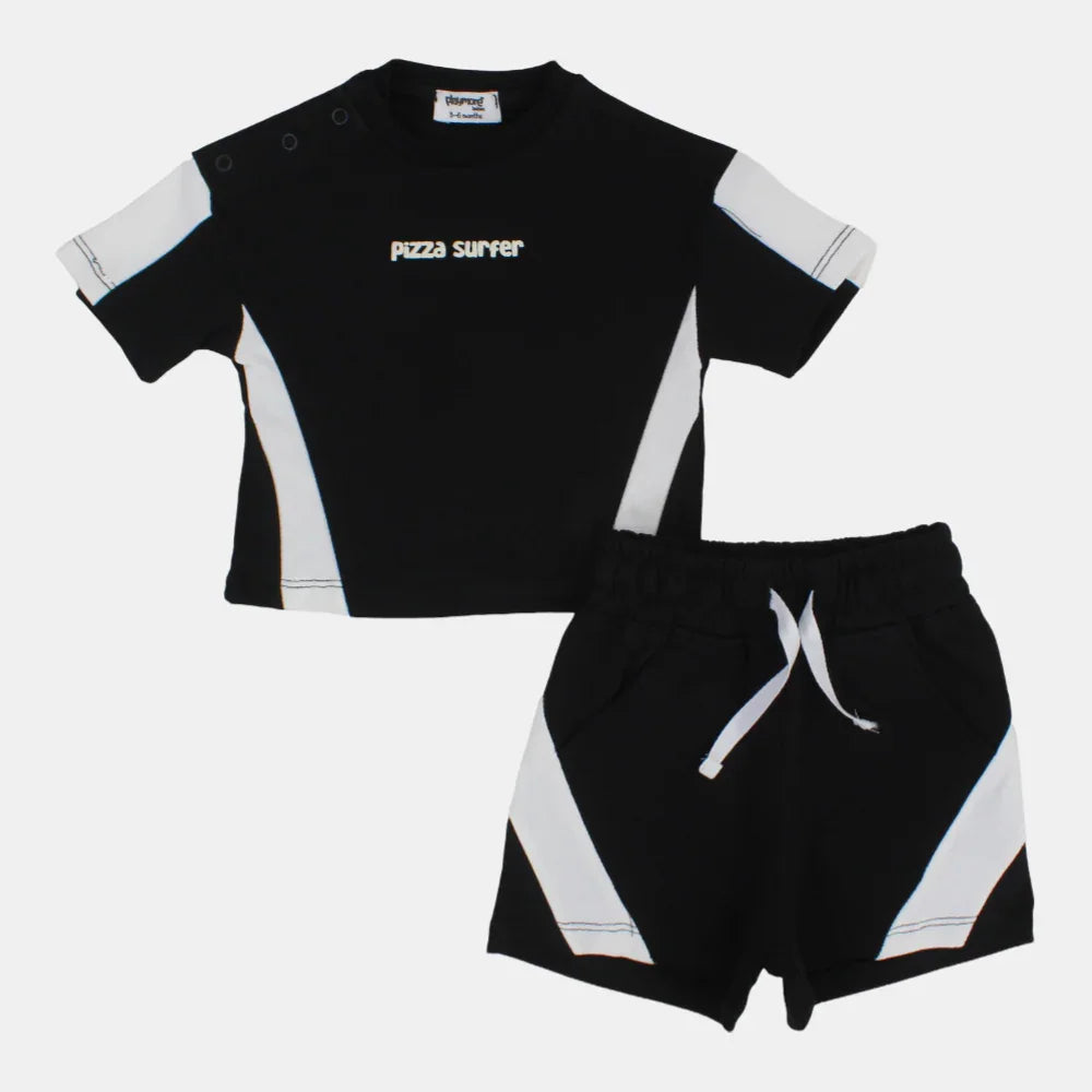 Unisex Baby Black "Pizza Surfer" Outfit Set - Clothing - Playmore