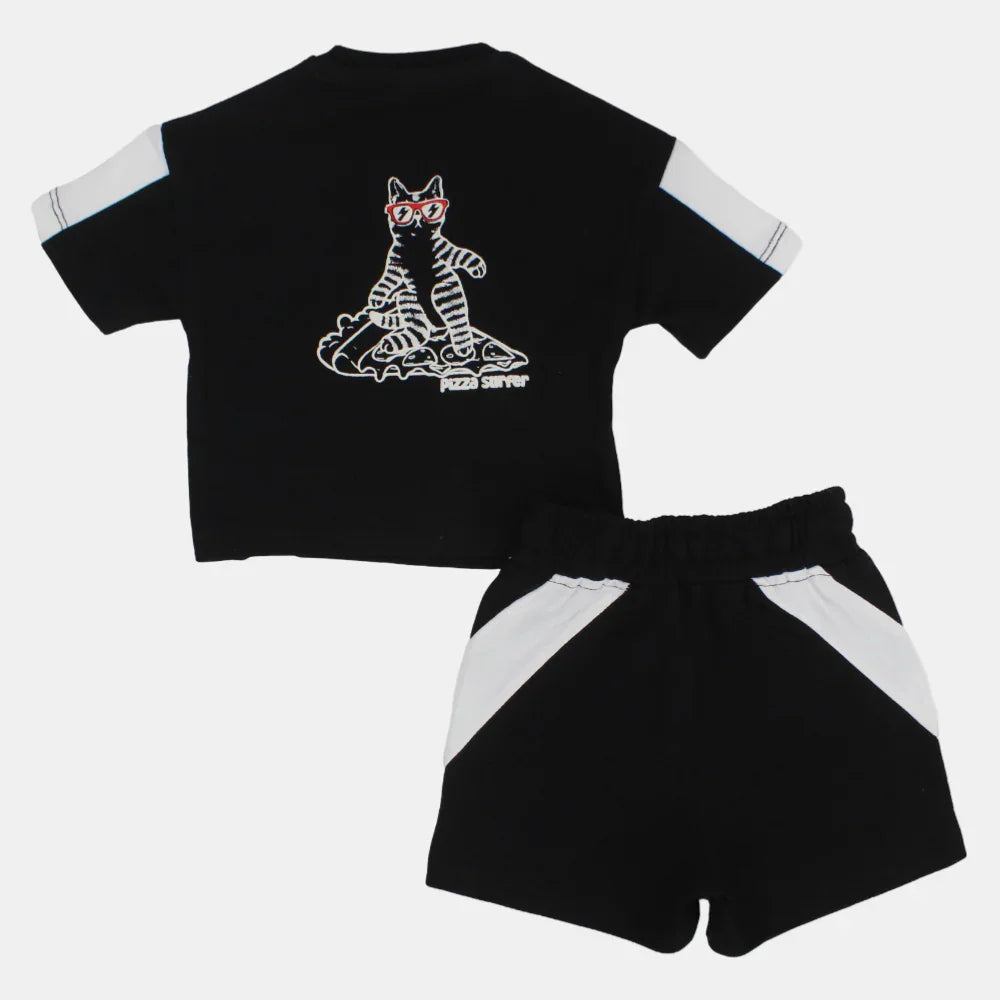 Unisex Baby Black "Pizza Surfer" Outfit Set