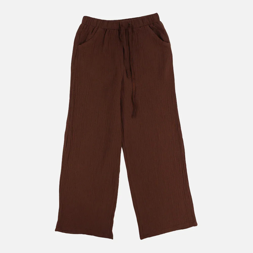 Brown Cotton Pants - Clothing - Playmore