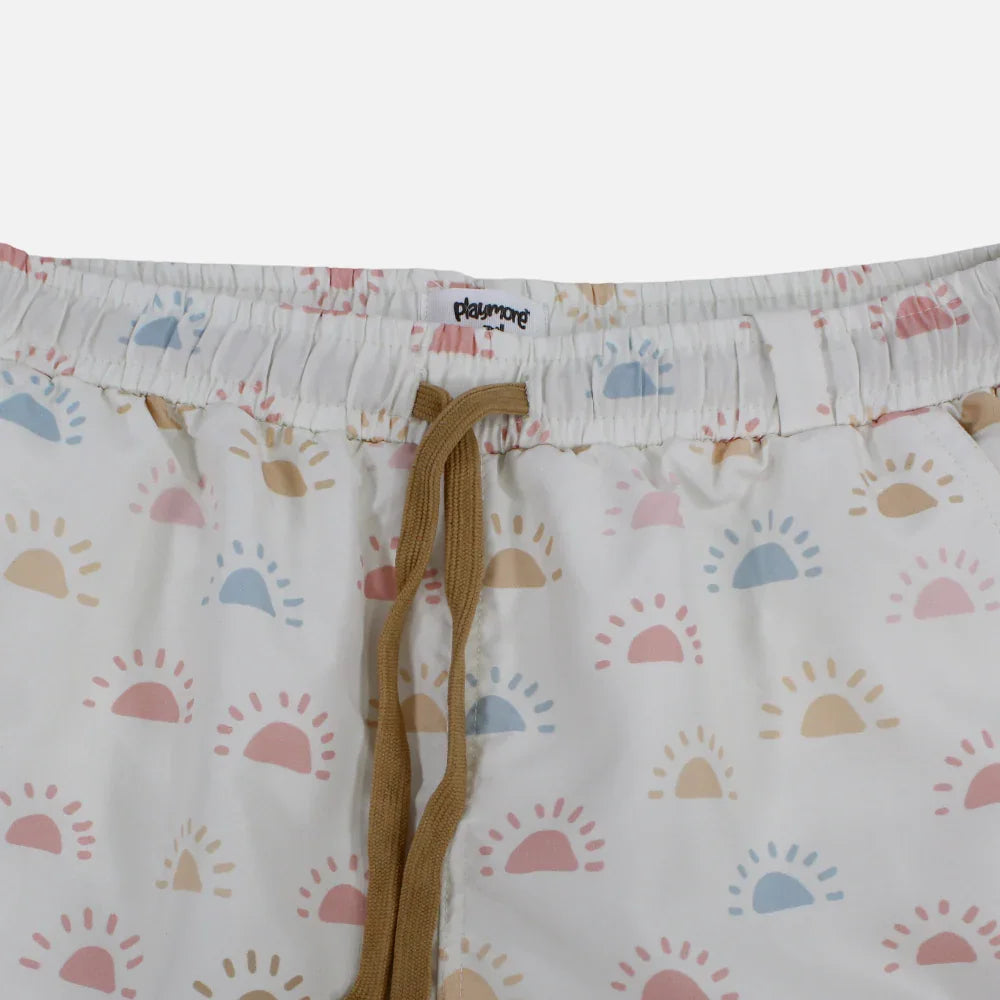 Boys Swimsuit – Off-White with Colorful Suns Print