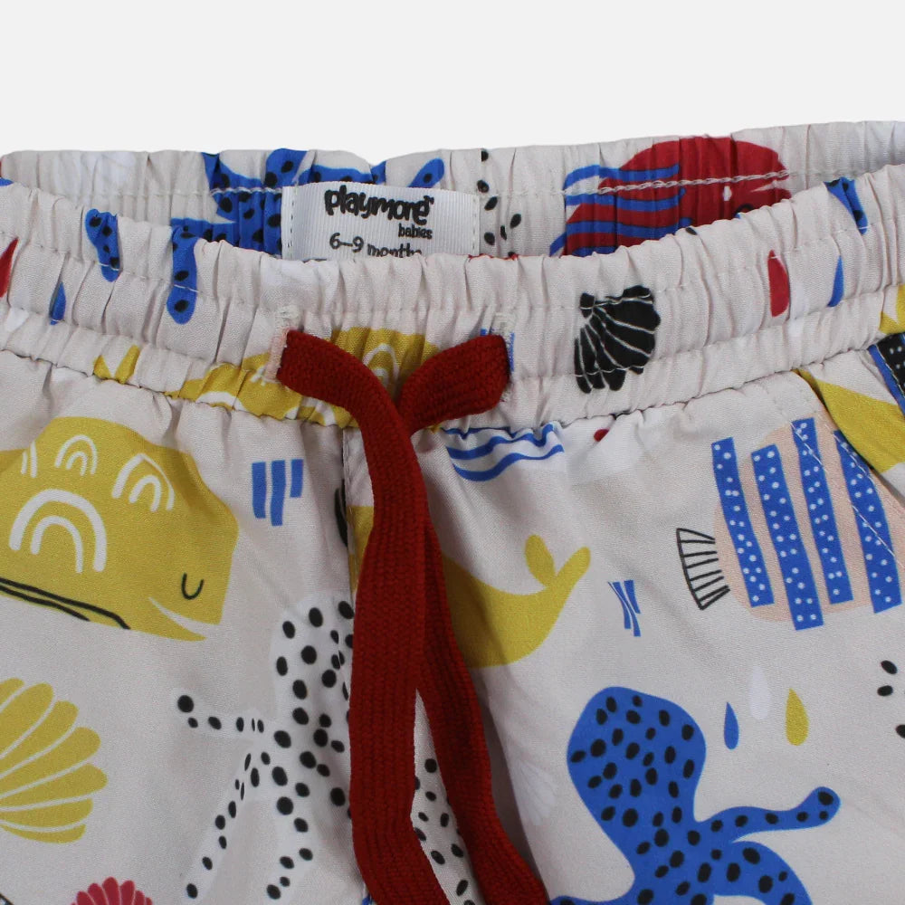 Baby Boys Swimsuit – Beige with Fish Print