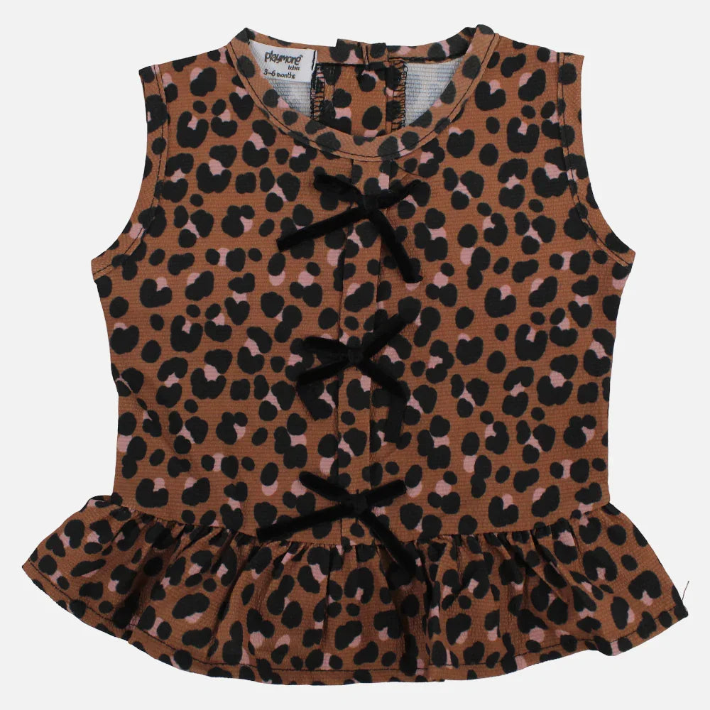 Baby Girls Blouse - Brown Leopard Print
