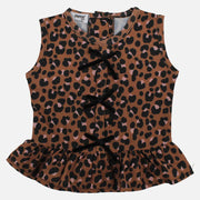 Baby Girls Blouse - Brown Leopard Print