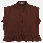 Girls Cotton Blouse – Brown