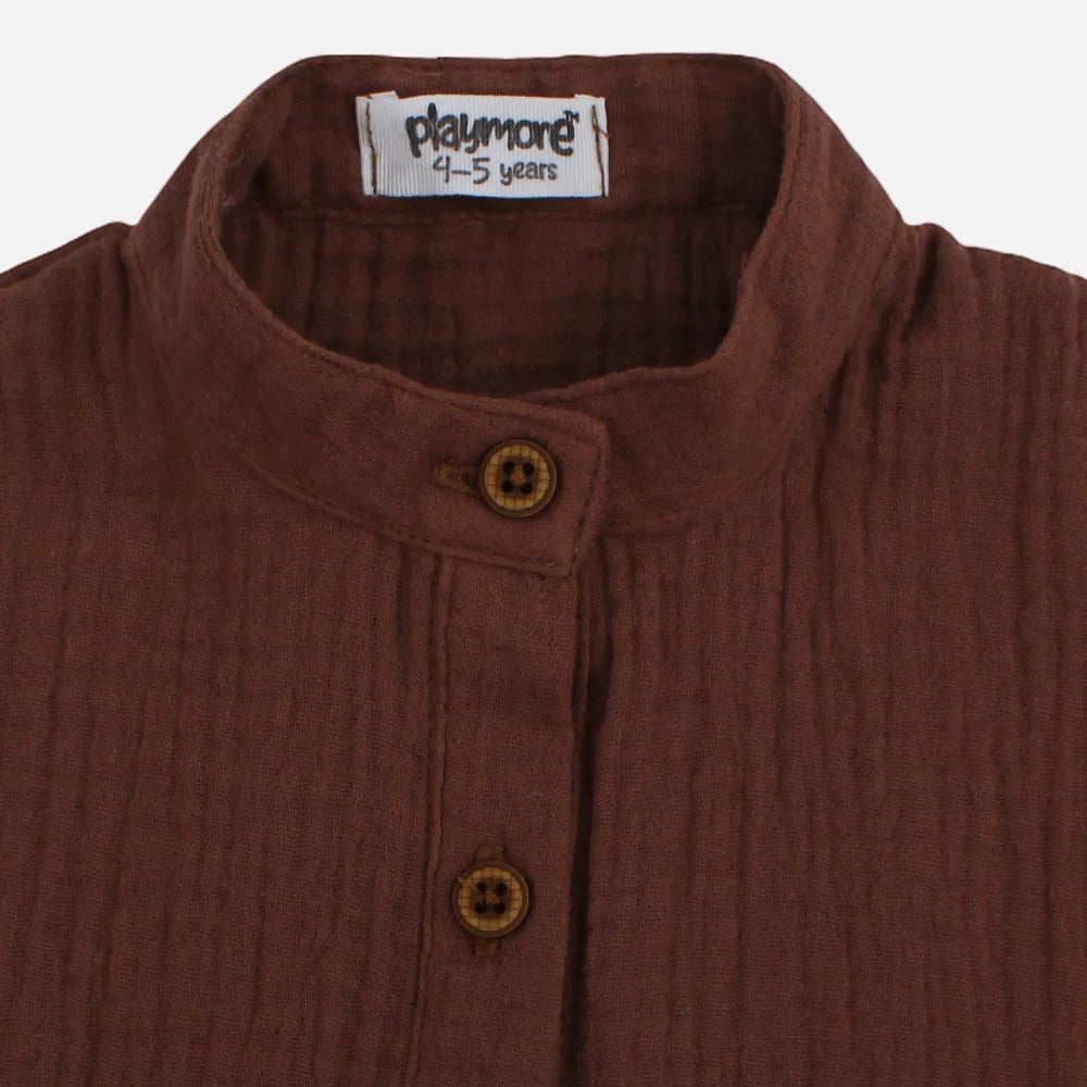 Girls Cotton Blouse – Brown