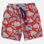 Boys Swimsuit – Red with Fish Print