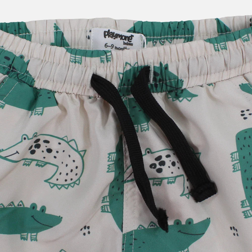 Baby Boys Swimsuit – Beige with Crocodiles Print