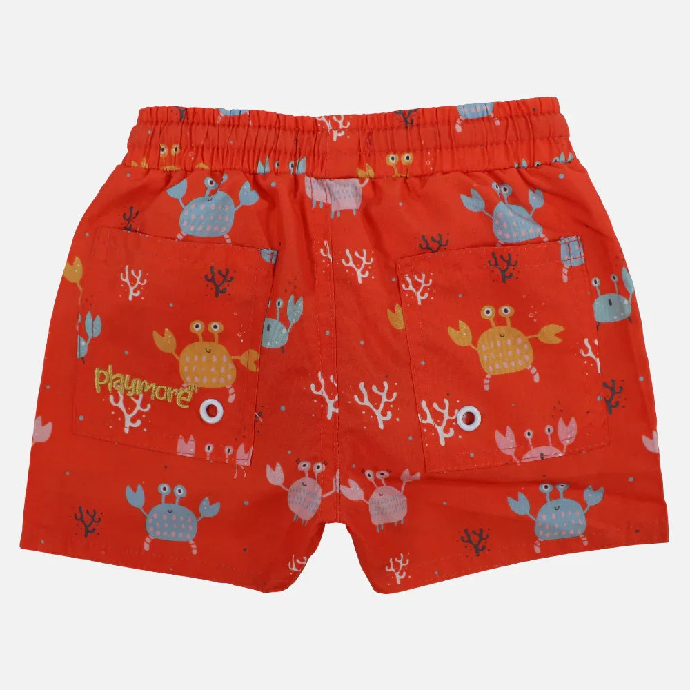 Baby Boys Swimsuit – Orange with Crabs Print