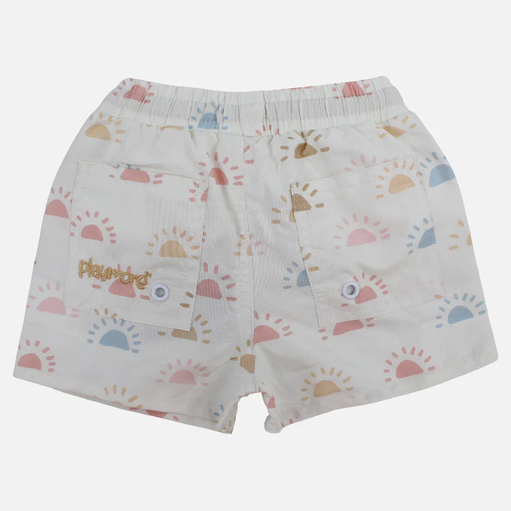 Baby Boys Swimsuit – Off-White with Colorful Suns Print