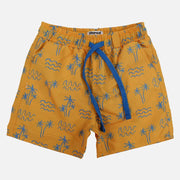 Boys Swimsuit – Mustard with Palm Print