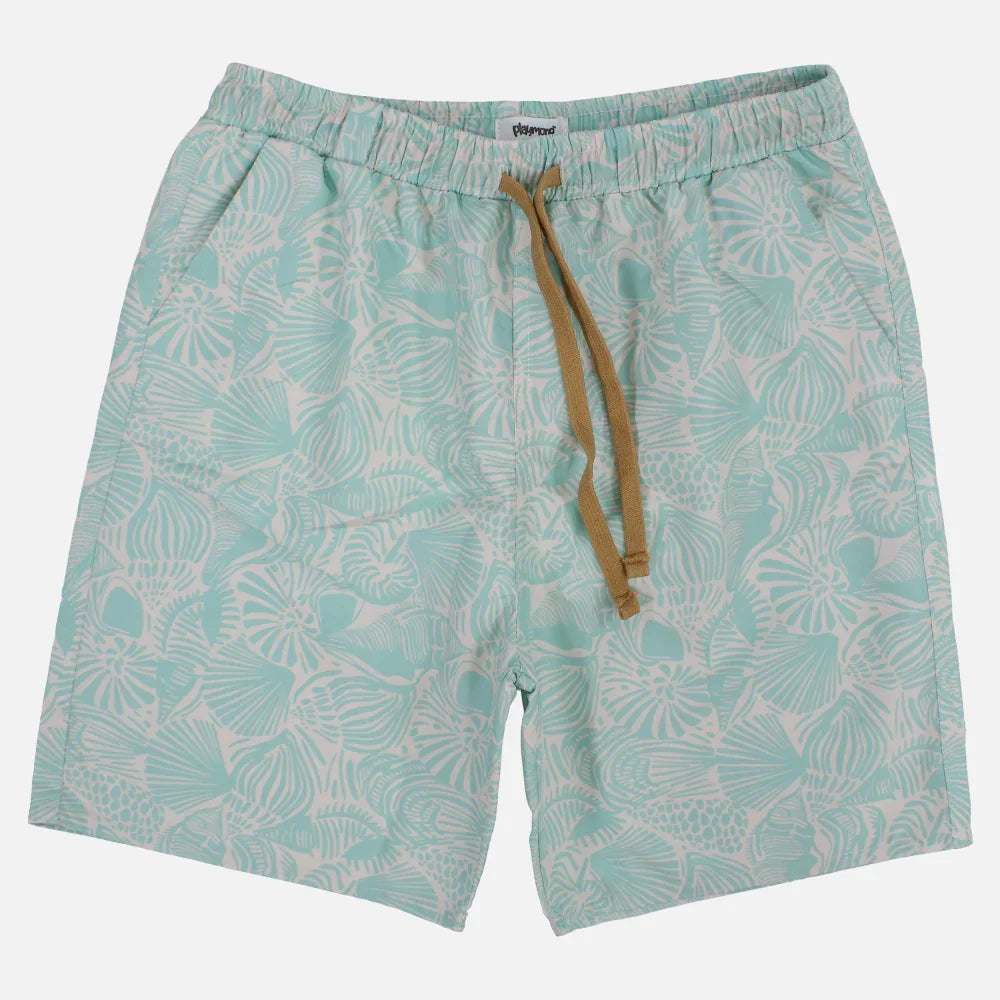 Boys Swimsuit – Aqua with Leaves Print