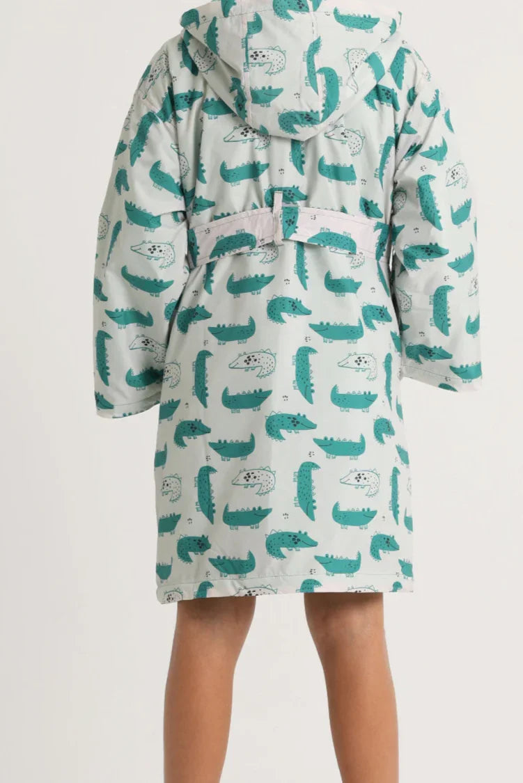 Unisex Swim Robe – Beige with Crocodiles Print