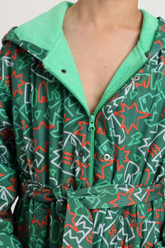 Unisex Swim Robe – Green with Dinos Print