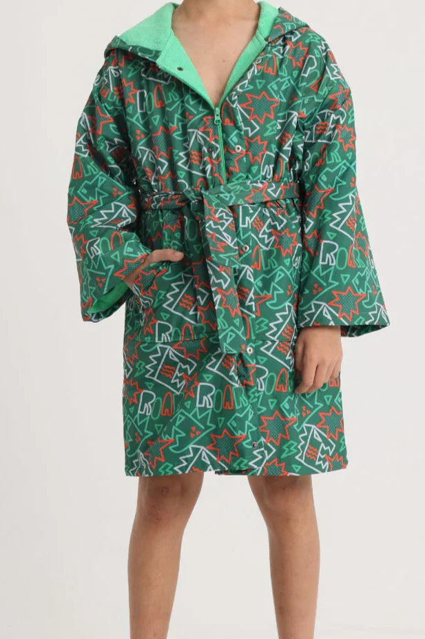 Unisex Swim Robe – Green with Dinos Print