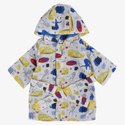 Unisex Baby Waterproof Swim Robe – Beige with Fish Prints