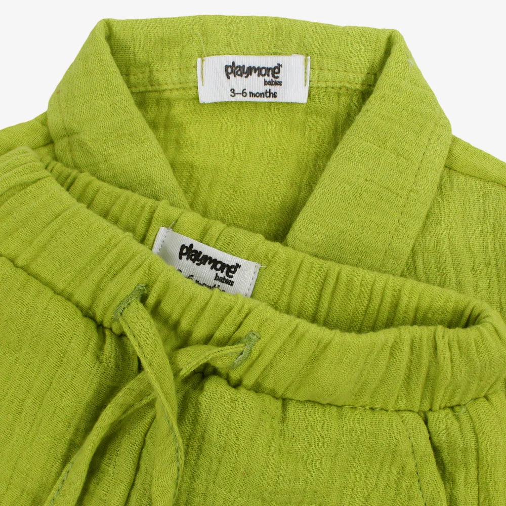 Unisex Baby Cotton 2-Piece Outfit Set – Light Green