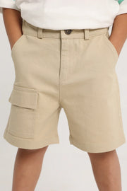 Boys Gabardine Shorts – Beige