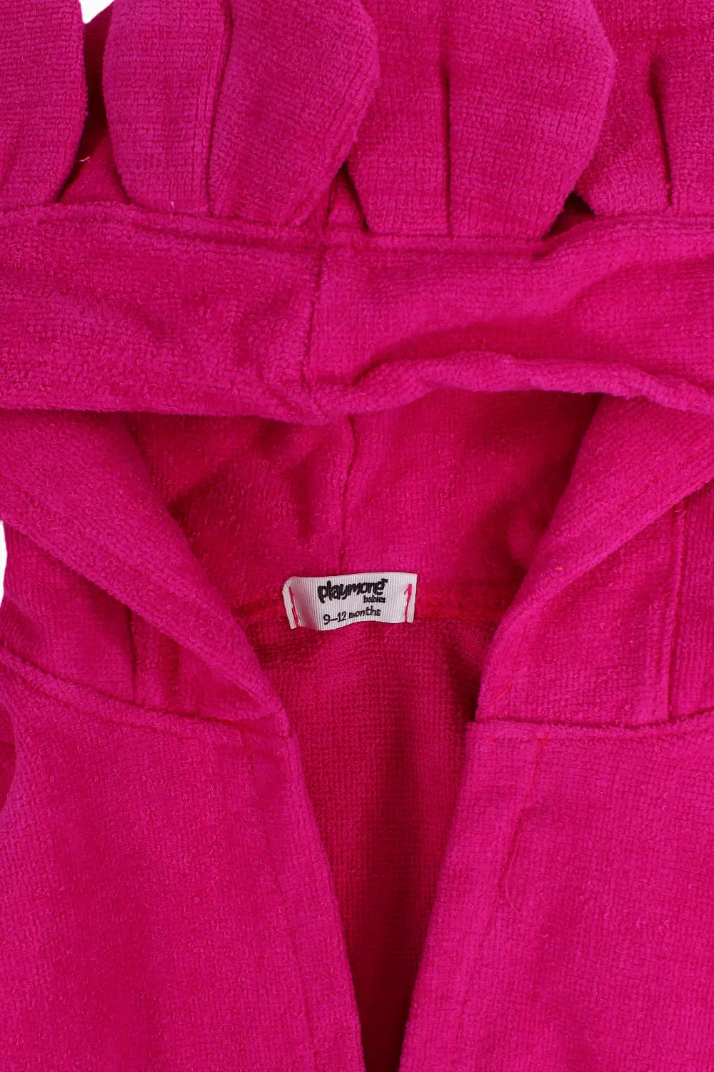 Baby Girls Plush Swim Robe – Fuchsia with Smiling Flowers Design