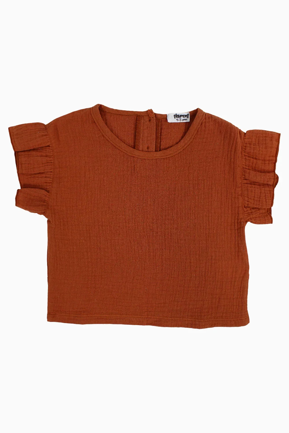 Girls Cotton Short-Sleeved Blouse – Brick