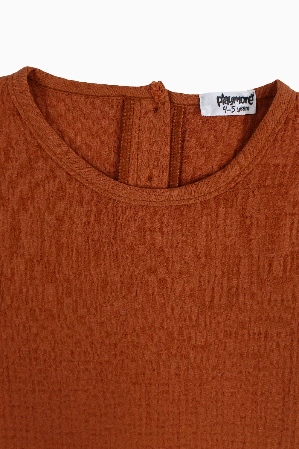 Girls Cotton Short-Sleeved Blouse – Brick