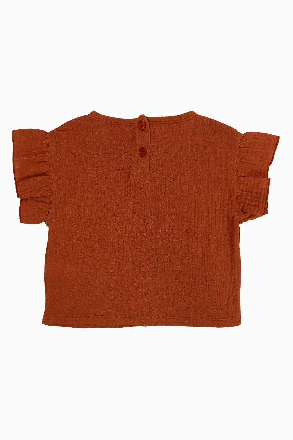 Girls Cotton Short-Sleeved Blouse – Brick