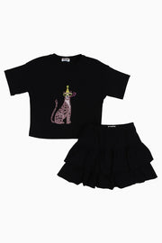 Girls Cotton Outfit Set – Black