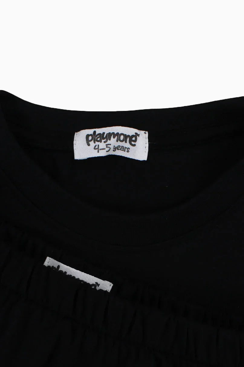 Girls Cotton Outfit Set – Black