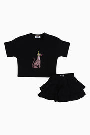 Baby Girls Cotton 2-Piece Outfit Set – Black