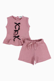 Baby Girls Cotton 2-Piece Outfit Set – Dusty Pink