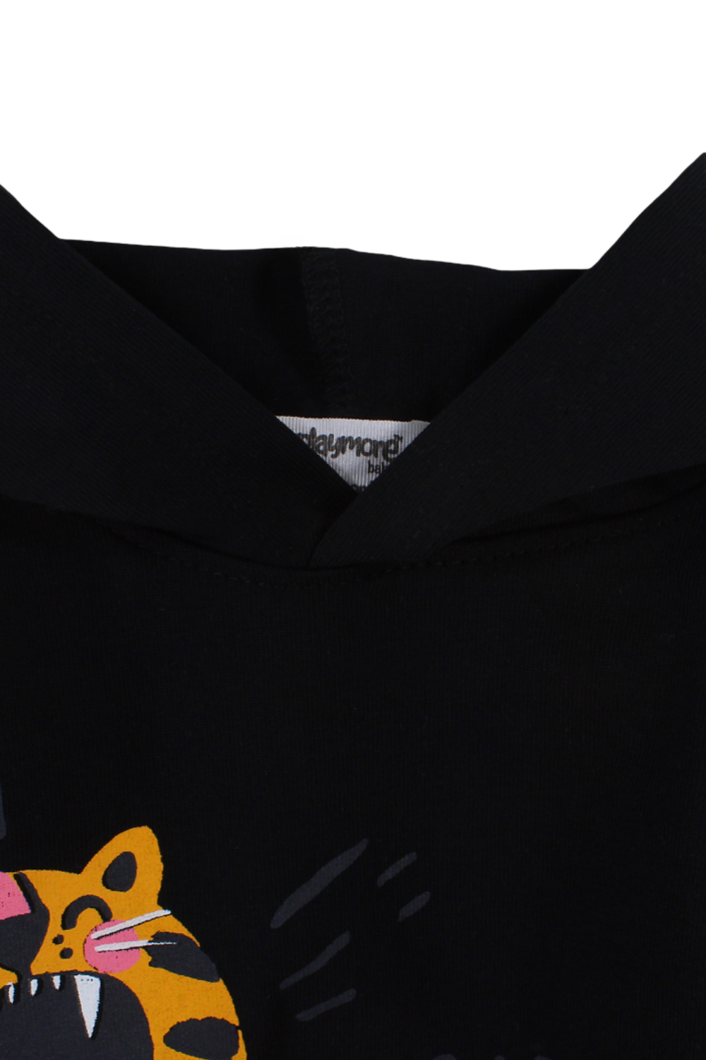 Baby Boys Cotton Hooded T-Shirt – Black with Little Tiger Print