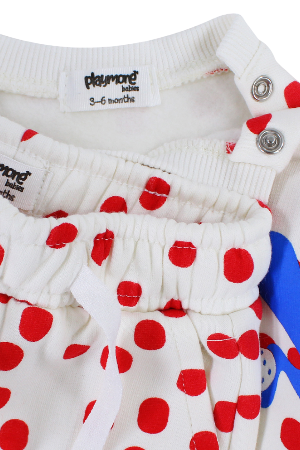 Baby Girls Cotton 2-Piece Outfit Set – Off-White with Red Polka Dots