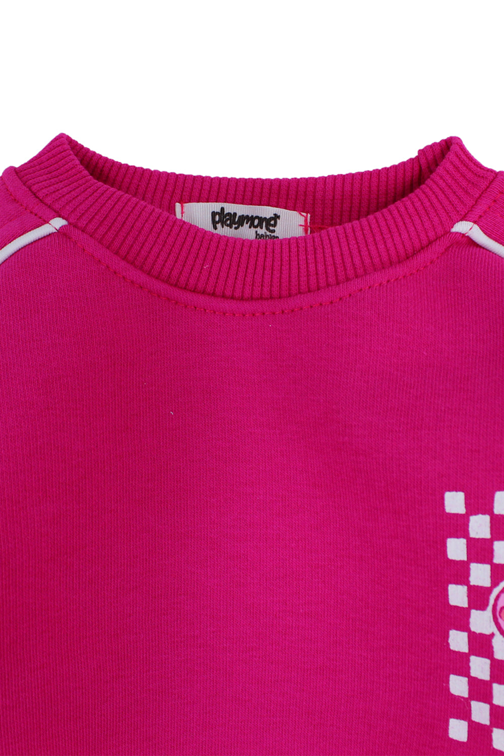 Baby Girls Cotton Sweatshirt – Fuchsia with Flowers Print